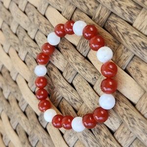 Handmade Authentic Carnelian & Moonstone 8mm Bracelet